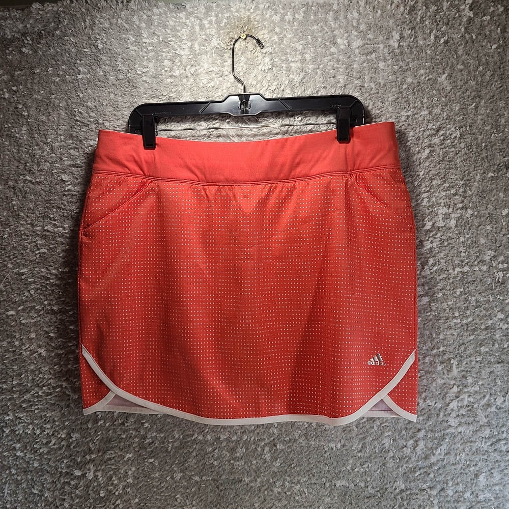 ADIDAS GOLF Women's RANGEWEAR Skirt SKORT‎ Chalk Coral Sz Large Polyester Blend